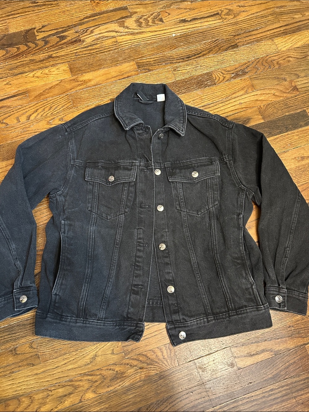 Women's Black Denim Jean Jacket - Classic Button-Front Trucker